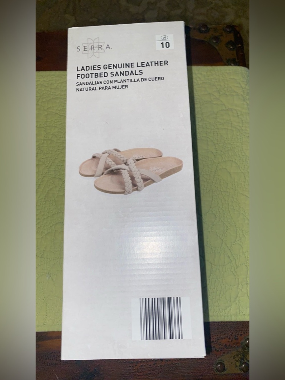 Serra Ladies Genuine Leather Footbed Sandal - Taupe Size 10 - Picture 3 of 6